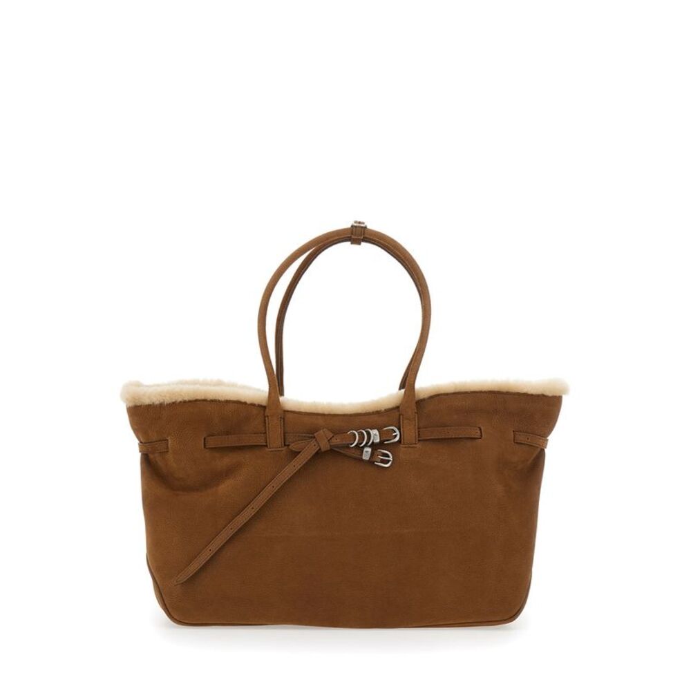 Margesherwood Women Shoulder Bag With Zip Closure In Beige Shearling For Women